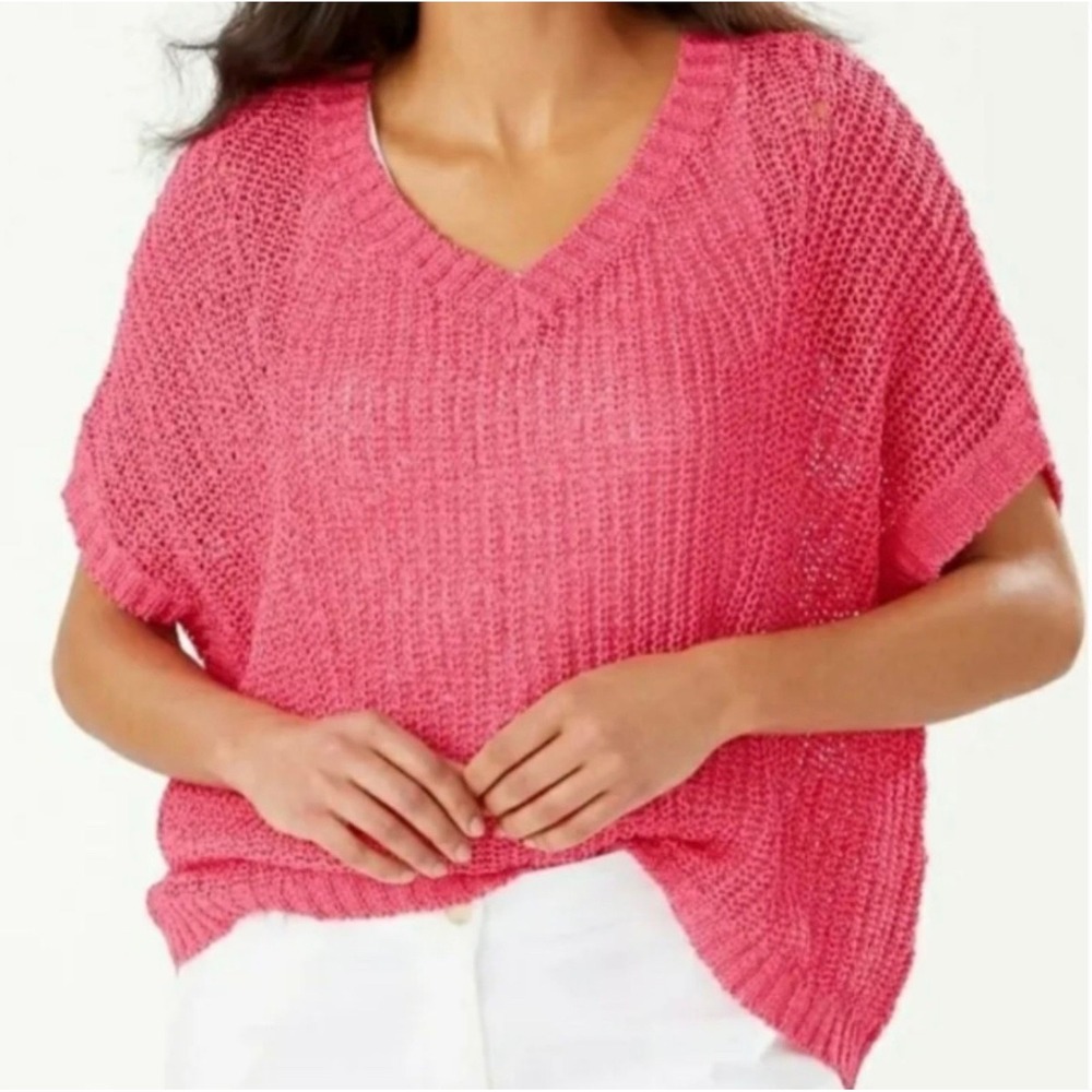 Tommy Bahama Pink Sweater Size M Marlina Tape Yarn Knit Oversized Sweater 🩷🩷‎